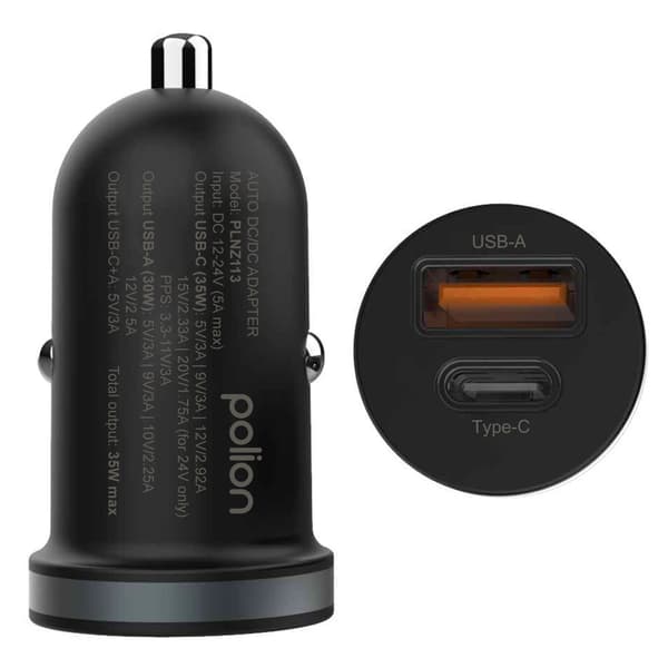 Billaddare 12V USB-C 35W | USB-C | USB-A | QC | PD