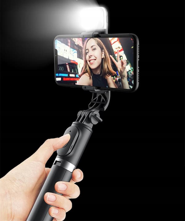 SELFIE-STICK MOBILSTICK STATIV LED-STATIV + FJÄRRKONTROLL
