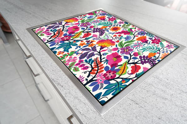 SKÄRBRÄDA I GLAS 52x30 BLOMMOR