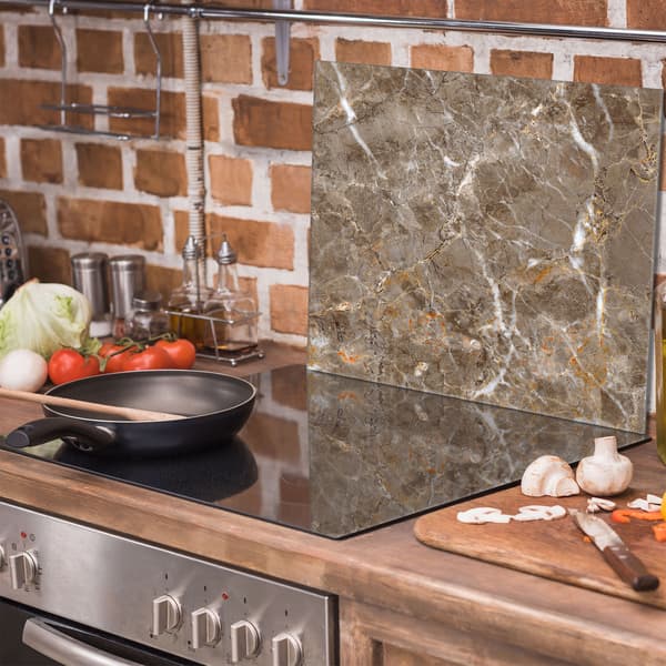 Glasskydd för spishäll 60x52 Marmor