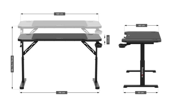 Huzaro Hero 2.6 Sort Gaming Desk