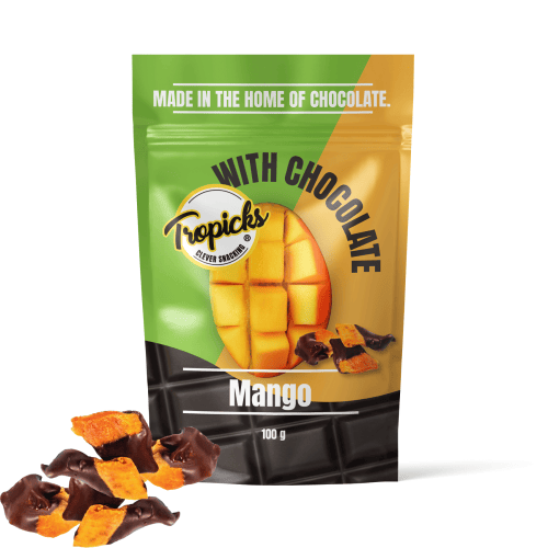 Tropics Tørret mango med chokolade 100 g