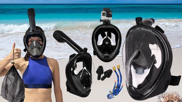 Helansiktsmask för snorkling