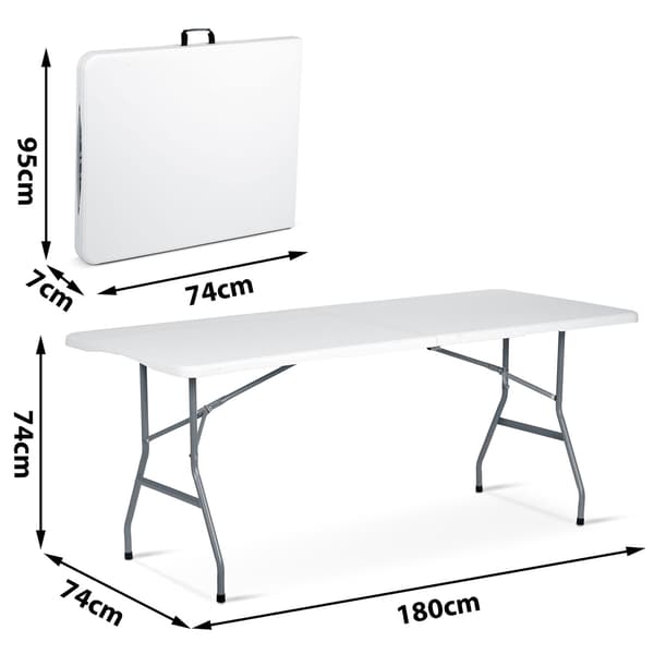 Hopfällbart trädgårdsbord 180 cm Plonos vitt