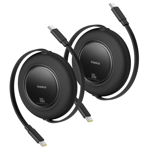 Udtrækkeligt USB-C-kabel 100W 2m sort - 2 stk.