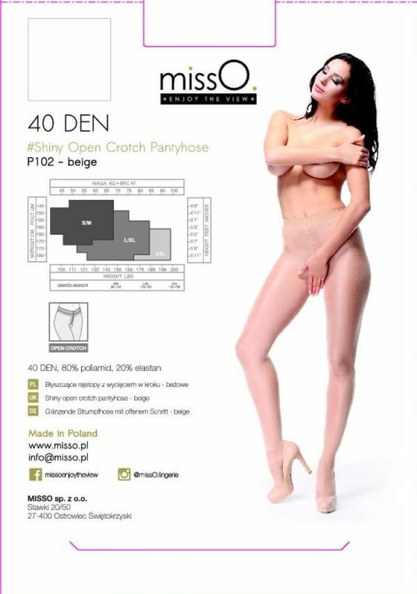 MissO P102 Beige SM Utskurna Strumpbyxor