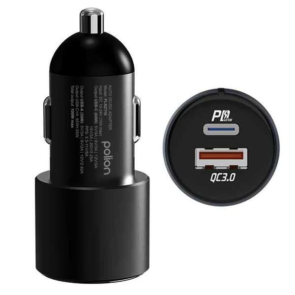 Billaddare 12V USB-C 100W | USB-C | USB-A | QC | PD