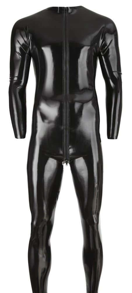 LATE X Latex Lang Herrejumpsuit Med Lynlås Sort S