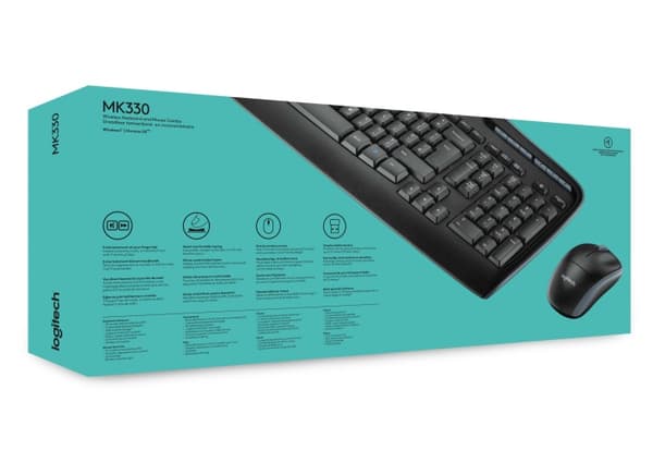 Logitech MK330 Combo Langaton Näppäimistö + Hiiri, US INT, Musta