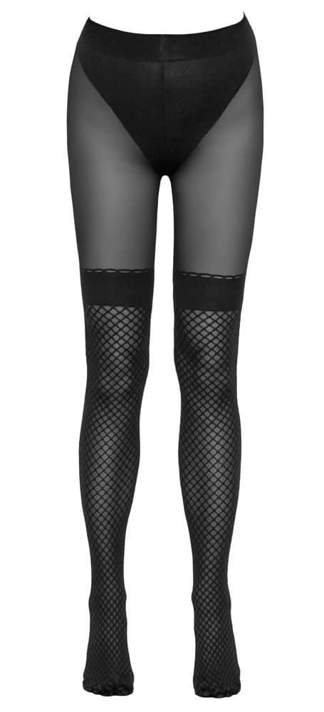 Cottelli LEGWEAR Sorte Mesh Strømpebukser 5