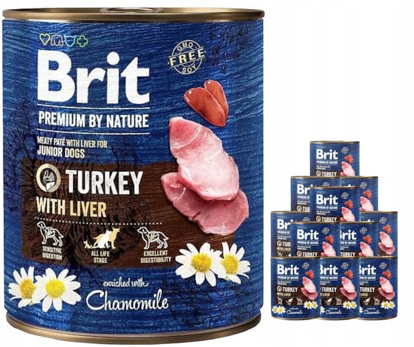 Brit Premium by Nature våtfoder för hundar kalkon 12x800g
