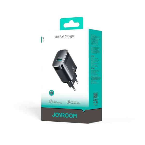 18W USB-A vægoplader med 1m USB-A - USB-C kabel - sort