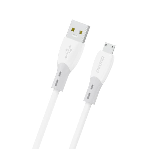 Silikonflätad kabel USB-A - micro USB L25SM 3A 1m - vit