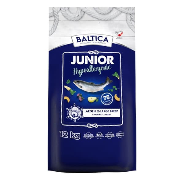 BALTICA EXCELLENT Junior Lax Hypo torrfoder för hundar. L/XL 12 kg