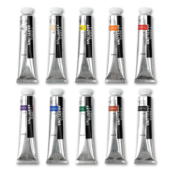 Akrylfärger 10-pack 22 ml med pensel 12-pack stort målningsset