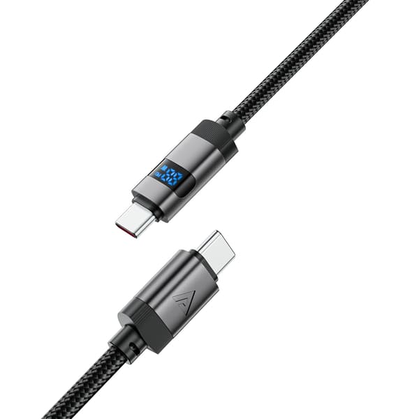 USB-C - USB-C kabel med display 480Mb/s 66W 1,2m - sort