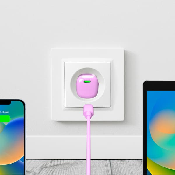 USB-C GaN 20W vægoplader - lyserød