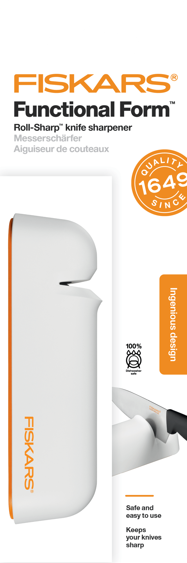 FISKARS ROLL-SHARP ammattitason keraaminen keittiöveitsien teroitin