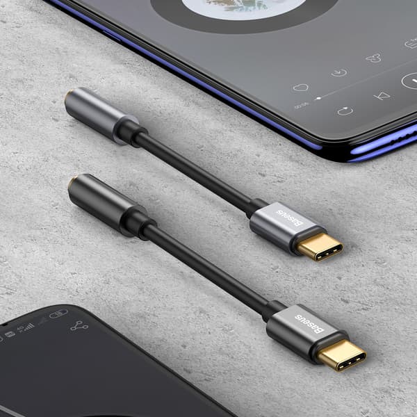 Hovedtelefonadapter USB-C - mini-jack 3,5 mm DAC 24 bit 48KHz - grå