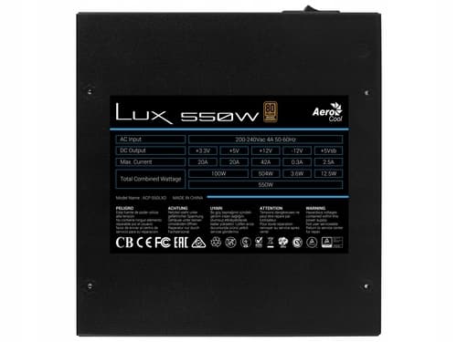 AEROCOOL-VIRTALÄHDE PGS LUX 550W 80 Pronssi