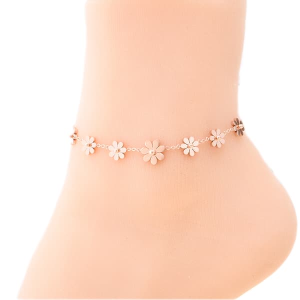 Pulsera de tobillo de oro rosa