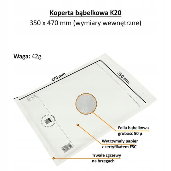 Bubbelkuvert K20 VITT E-PACK x 10 st