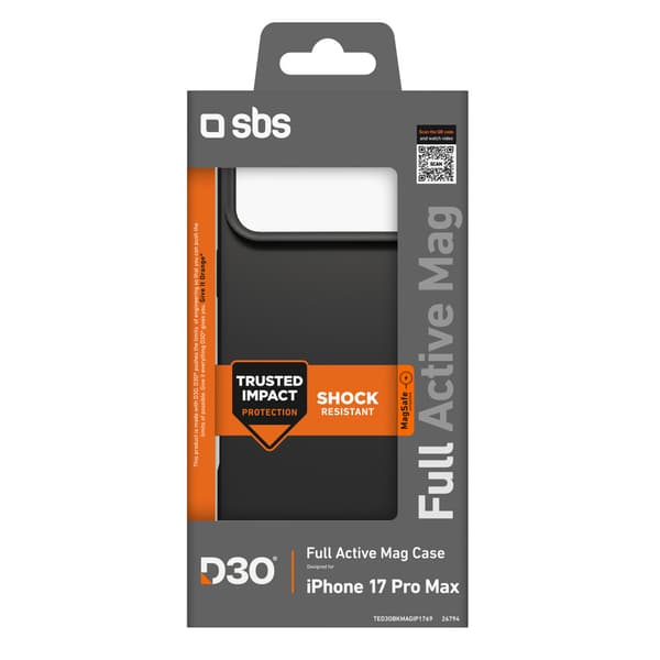 iPhone 17 Pro Max cover med D3O Full Active Mag-teknologi - Sort