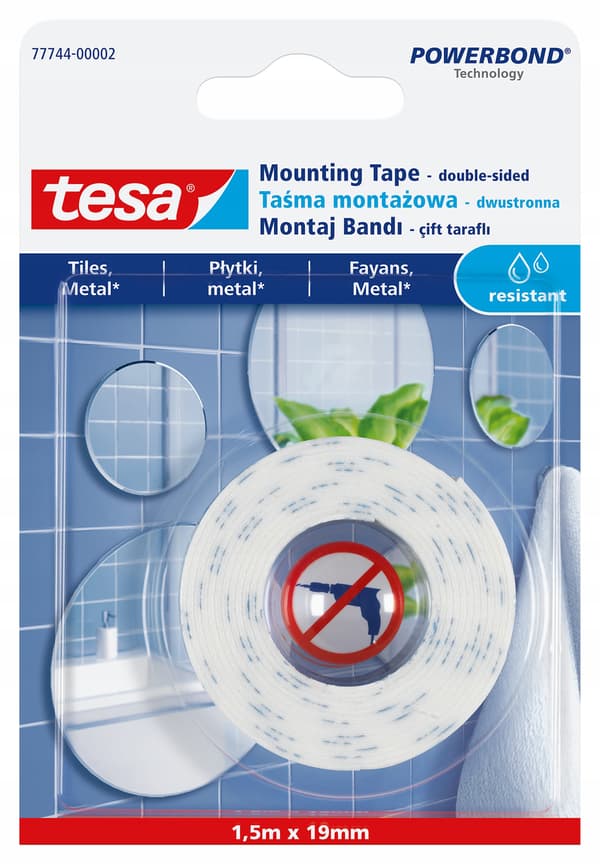 Tesa dobbeltsidet monteringstape vandtæt 1,5 m
