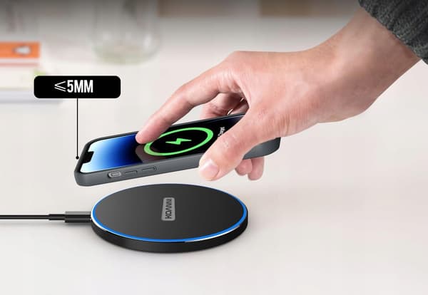 KOANNI 20W LED trådløs QI-induktionslader + 1M USB-C-kabel