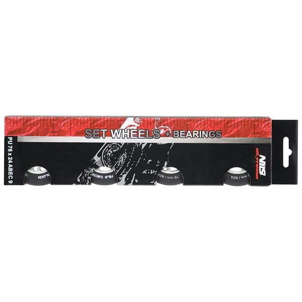PU 72x24 82A sorte matte (4 stk.) + ABEC-9 (8 stk.) sæt NILS EXTREME
