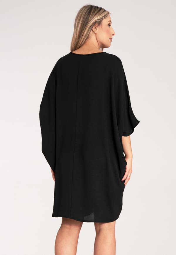 M1127 elegant oversized kjole - løs elegant kjole - sort