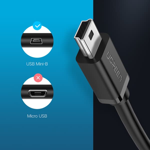 Mini USB-B (uros) - USB-A (naaras) OTG-sovitin 10 cm - harmaa