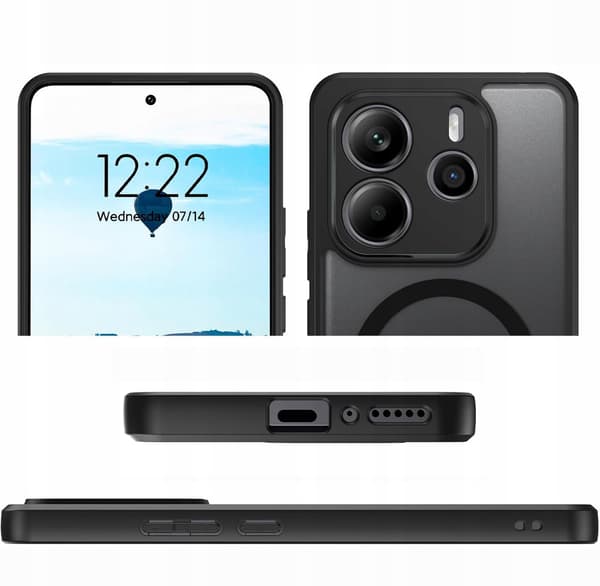 MAGSAFE SORT MATET ETUI TIL XIAOMI REDMI NOTE 14 5G + 2x GLAS