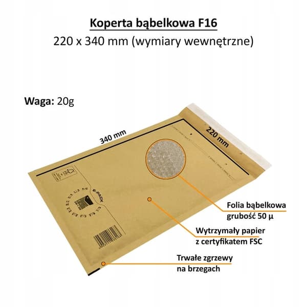 F16 BRUN bubbelkuvert x 100 st