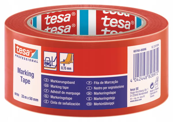 TESA PVC-varningstejp 33m x 50mm, röd