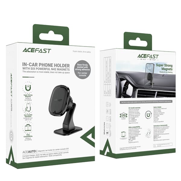 Magnetisk smartphoneholder til instrumentbræt - sort