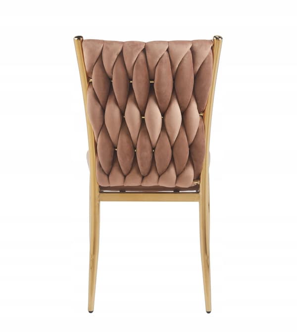 CAPPUCCINO BORDSTOL Sammetsflätad Guldram Modern