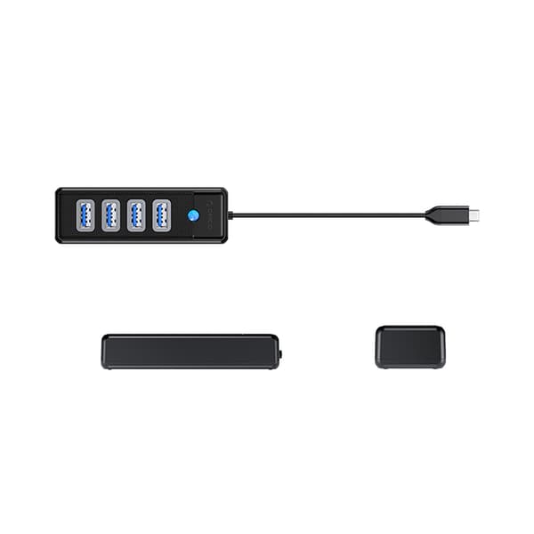 PW4U-C3 USB-C - 4x USB-A splitter hub - sort