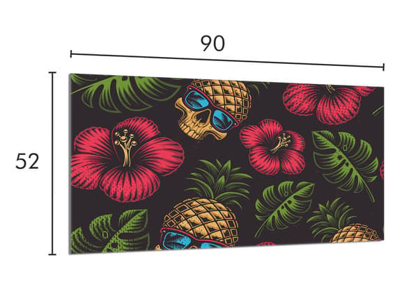 Glasskydd för spishäll 90x52 Ananas
