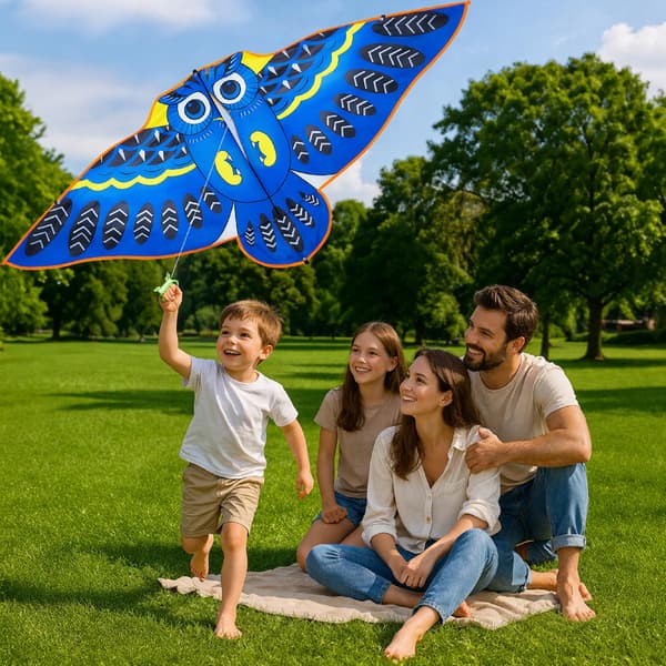 KITE BIRD gigantisk blå uggla himmelseventyr 140 cm