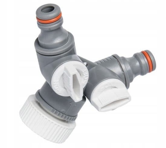 Bradas vit T-koppling med ventiler 1"-3/4"