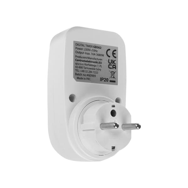 GreenBlue GB362 E digital timer, max belastning 16A, IP20