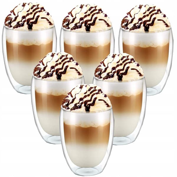 6x termosglas för kaffe, latte, drycker 350ml certifierade