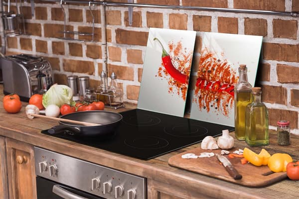 GLASPLADE TIL KØKKEN 65x52 CHILI