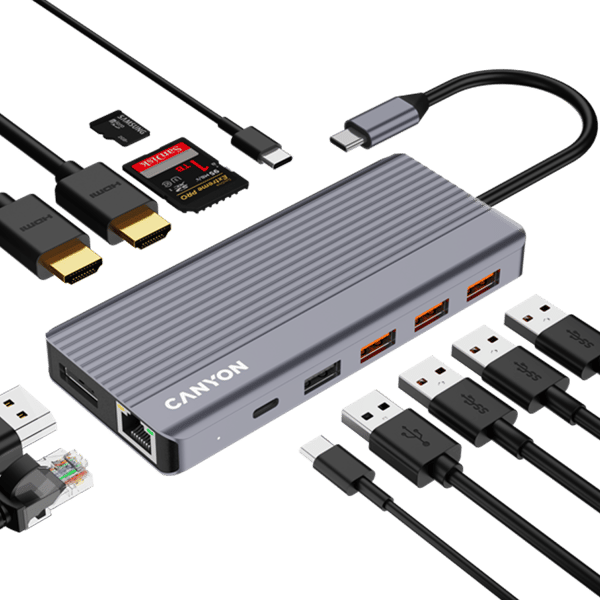CANYON HUB DS-16 13-i-1 4k USB-C Grå