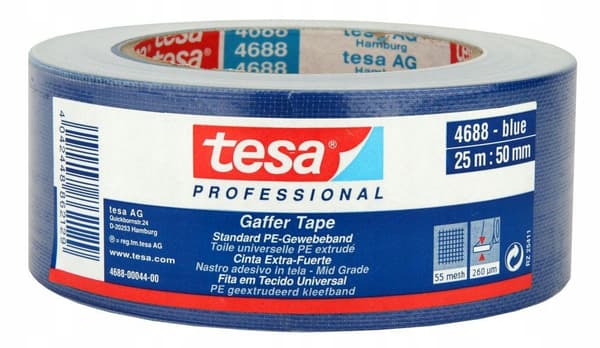 tesa Gaffer reparationstejp 25 m x 50 mm blå