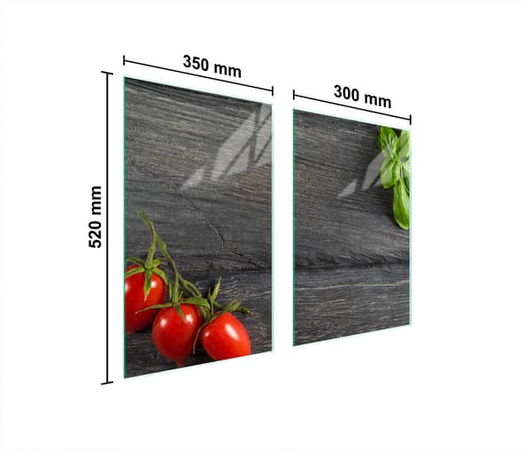 GLASSKYDDSPLATTA FÖR KÖK 65x52 TOMATER