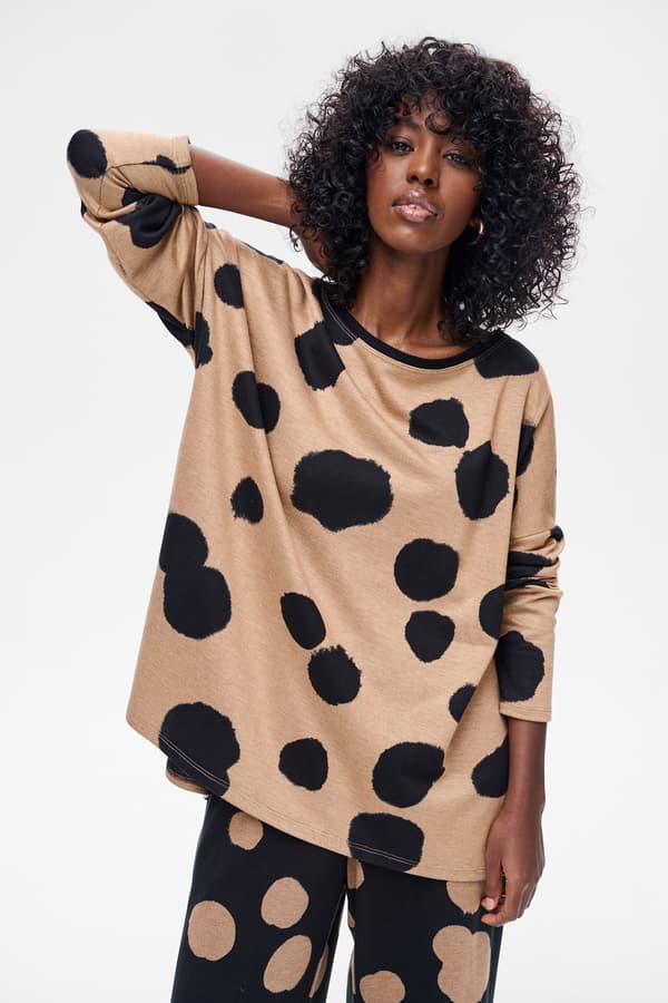 Damebluse Kasha Beige / Sort 34/36