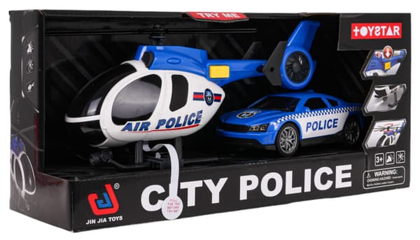 Helikopteri + poliisiauto -setti