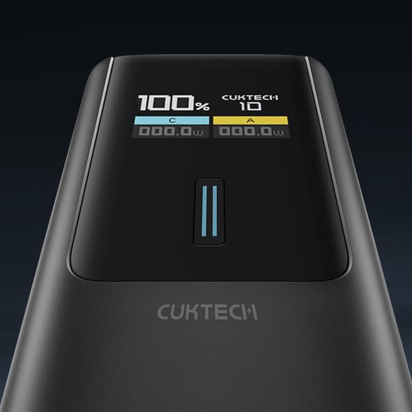Powerbank 10000mAh USB-C USB-A 150W - sort